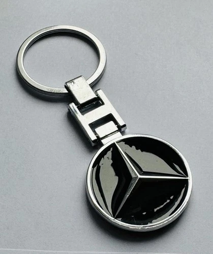 NEW MERCEDES BENZ KEYRING KEYCHAIN BLACK SILVER METAL KEYFOB RARE DESIGN UK SELR
