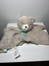 Kellytoy Tan Bear Green Bow Baby Security Blanket Lovey Plush Rattle