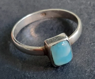 Damenring mit rechteckigem Larimar 925er Silber Gr. 17,5 - Bild 1 von 4