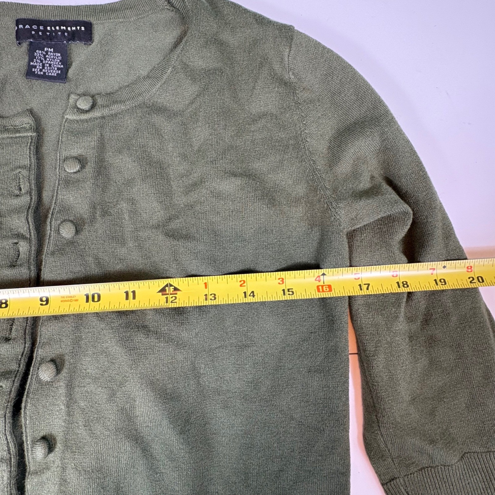 Grace Elements Petite Olive Green Button Down 3/4… - image 8