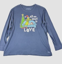 Life Is Good XxXL Men's Long Sleeve Tee CHRISTMAS HOLIDAY Grinch Max dog Love