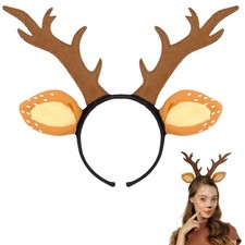 Funcredible Reindeer Antlers Headband with Tattoo - Rudolph Costume - Deer An...