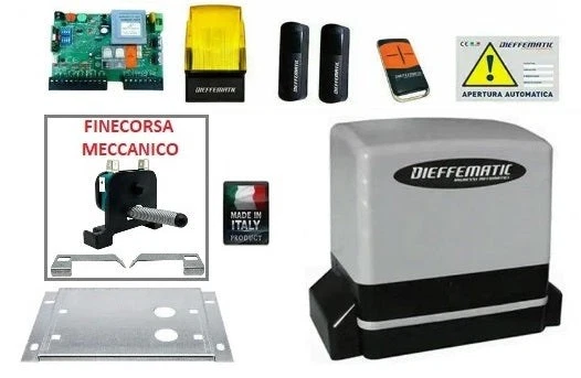DIEFFEMATIC Kit Cancello Scorrevole 230V 600Kg Automazione Motore Si Adatta A Faac 740 748