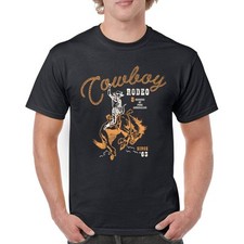 Vintage Cowboy Rodeo T-shirt Bucking Bronco Rider Country Life Men's Tee