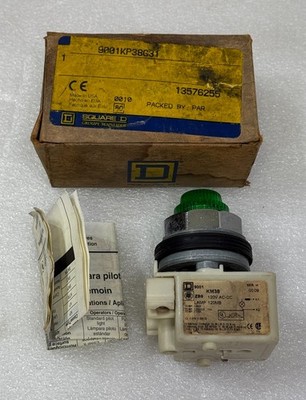 SQUARE D 9001 KP38G31 120V AC DC Green Lens Pilot Light