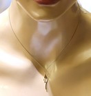 14k Yellow gold freeform .015ct diamond pendant chain link necklace 1.7g 16" — photo 4