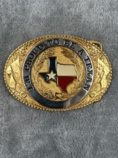 Vintage Texan Belt Buckle Proud to Be Texan Official Commemorative Gold Tone