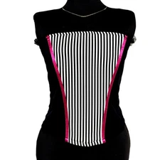 Lane Bryant Cacique NWT Corset Bustier 18/20 Black White Hot Pink Lace Up Back