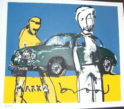 Herman Brood 1998 vintage numbered screen print ''Jaguar Mark 2'' 185/250  16''X14''