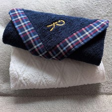 Set 2 asciugamani Roberta di Camerino Imabari blu navy e bianco 34x36 cm