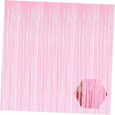 6 Pack Foil Fringe Curtain Backdrop, 3.28Ft x 6.6Ft Metallic Macaron Pink