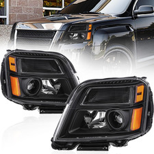 Pair OE Headlights Assembly Compatible for 2016 2017 GMC Terrain Clear Lens/Blac
