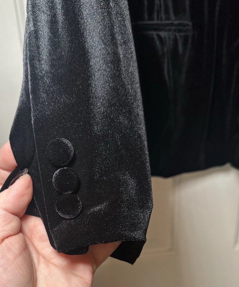 Chaqueta Blazer Tahari Para Mujer Negra Un Botón Terciopelo Talla XL Foto 2 de 4