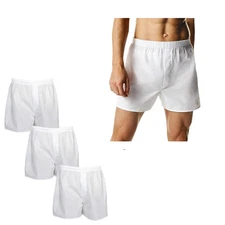 4-12 PACK Men's White Boxer Shorts W/ Comfortable Flex Waistband Cotton Blend