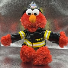 GUND 15" sesame street FIRE FIGHTER ELMO plush bean bag toy dated 2009  EUC