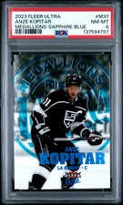 2023-24 Fleer Ultra Medallions Anze Kopitar #M37 Sapphire Blue 07/25 PSA 8