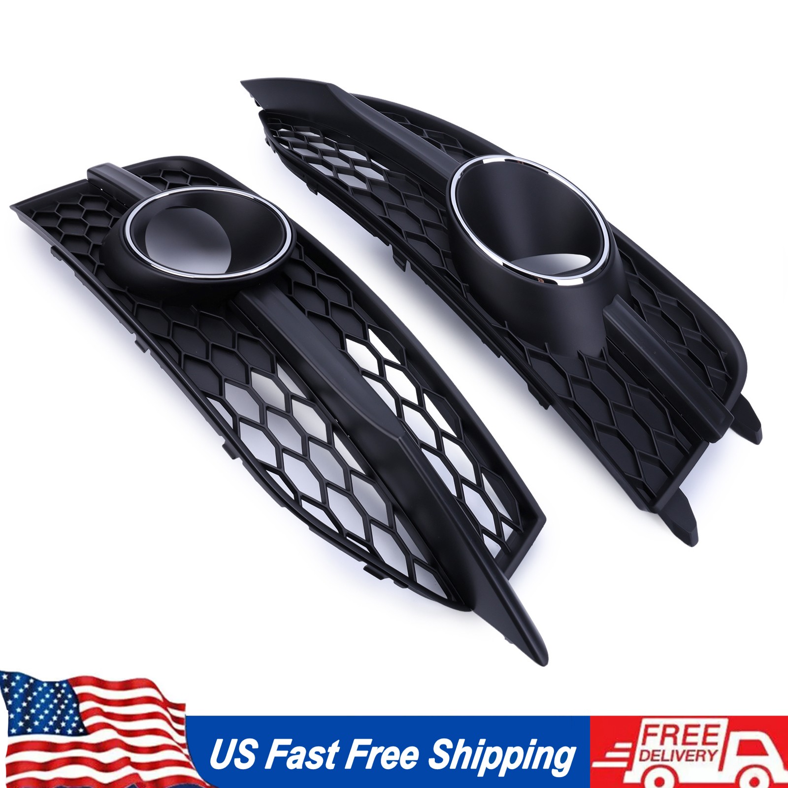 For Audi A7 Quattro S7 2012-2015 Black Front Bumper Lower Fog Light Grille Cover