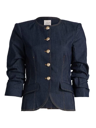 NEW Cinq A Sept Denim Scrunched Chris Jacket Indigo 248102