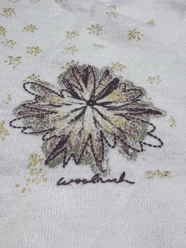 Camisa Woolrich Vintage Mujer Talla L Blanca Camiseta sin Mangas Arte Floral Hecha en EE. UU. Años 90 Foto 4 de 4