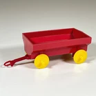 Vintage 1950s Marx 3" Red Plastic Farm Wagon Yellow Wheels USA Toy Trailer
