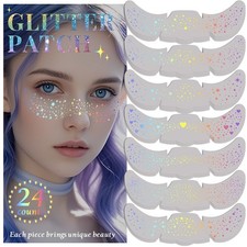 24pcs Glitter Freckles Makeup Patches-Holographic-Face Glitter Speckles, Spar...