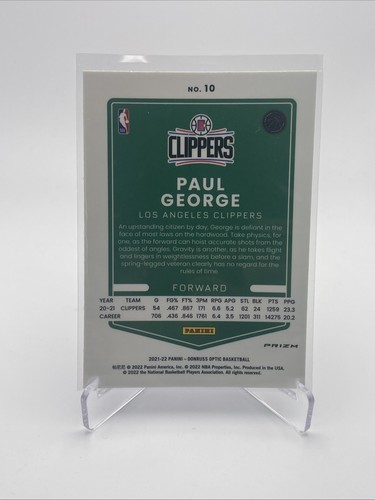 2021-22 Panini Donruss Optic - Blue Velocity Prizm #10 Paul George - Foto 2 di 2