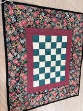 Hand Quilted Patchwork Table Topper Or Wall Hanging 22.5x19