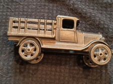 Vintage Black Cast Iron Model-T Ford Stake Farm Truck Solid 6.5