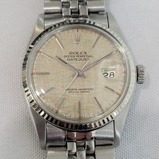 Rolex Datejust 16014 36mm 18k SS Linen Dial Mens 1970s Vintage Automatic RA586S