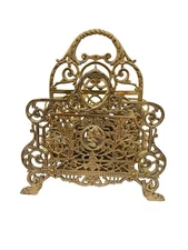 ANTIQUE 1800’sVICTORIAN BRADLEY & HUBBARD CAST IRON & BRASS DESK RACK HOLDER