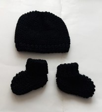 Chaussons Et Bonnet Bébé Prématuré Tour De Tête 28/30 Cm Tricot 