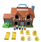Vintage 1986 Fisher Price Little People #952 Brown Tudor House Mixed Lot