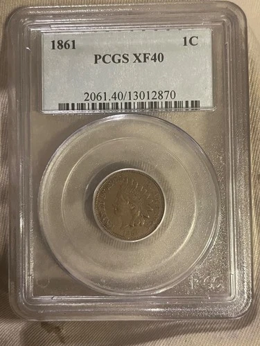 1861 Indian head cent , strong  PCGS EF-40, Better date