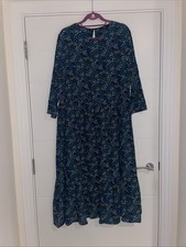 Next Black Blue Leopard Animal Print Midaxi Smock Dress Plus Size 16 Smart Styli