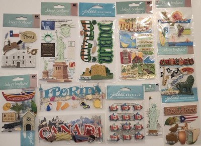 JOLEE'S BOUTIQUE Lot of 12 Dimensional Scrapbooking Stickers TRAVEL DESTINATIONS