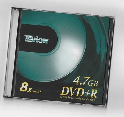 Tevion DVD+R 4,7GB 120 Min Aufnahmeziet 8x Recordable Discs mit Hülle Slimcase