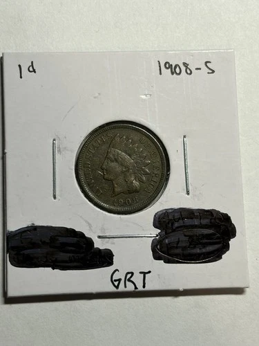 1908-S Indian Head Cent Penny AU Key Date