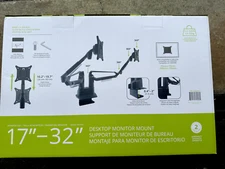 Kanto DMS2000 Dual-Monitor Desktop Mount 17"-32" Displays w/ Gas-Shocks (Black)