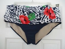 Jaclyn Smith Womens 18W Bikini Bottom Blue Floral Tropical Swim Briefs Plus Size