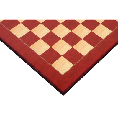 21'' Red Ash Burl & Burl Boxwood Printed Chess Board- 55mm square- Gloss Finish