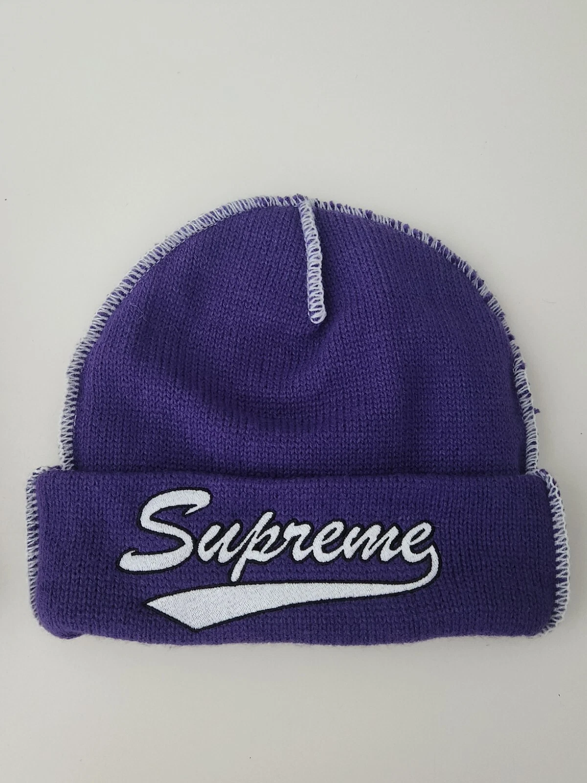 FW22 Supreme Kontrast Stich Beanie Lila Hut