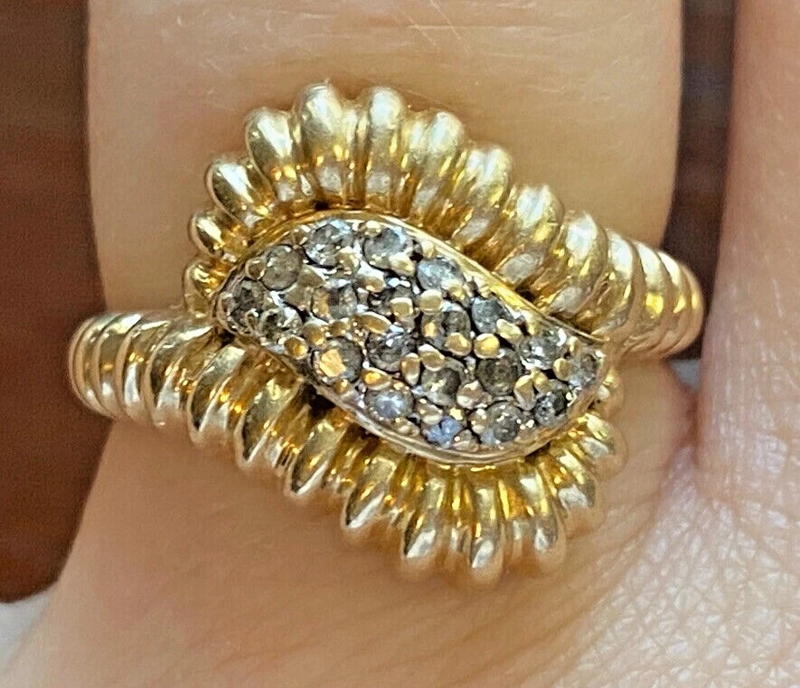 Vintage Antique ADL 14k Yellow Gold Diamond Cluster Ring Sz 7 eBay