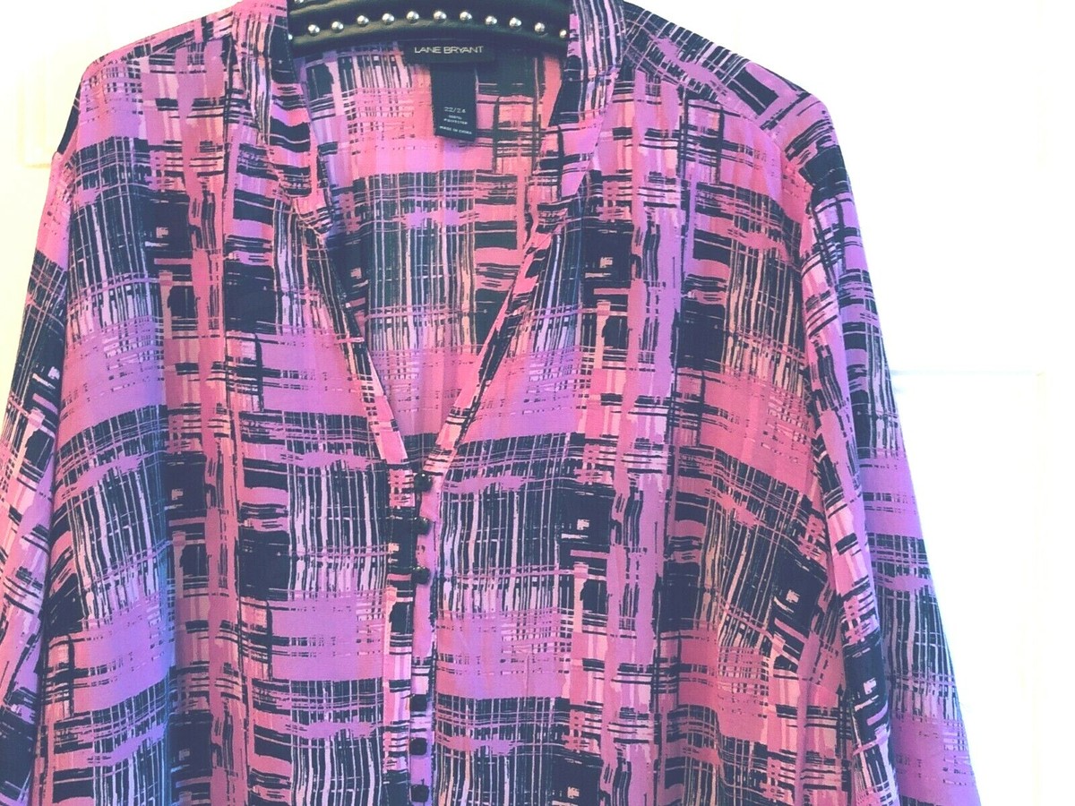 Lane Bryant Sz 22/24 3X Women Blouse Button Semi Sheer Elbow