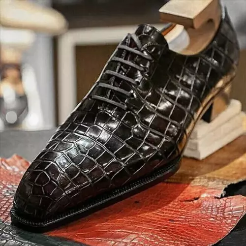 Crocodile pattern lace up sneakers sale