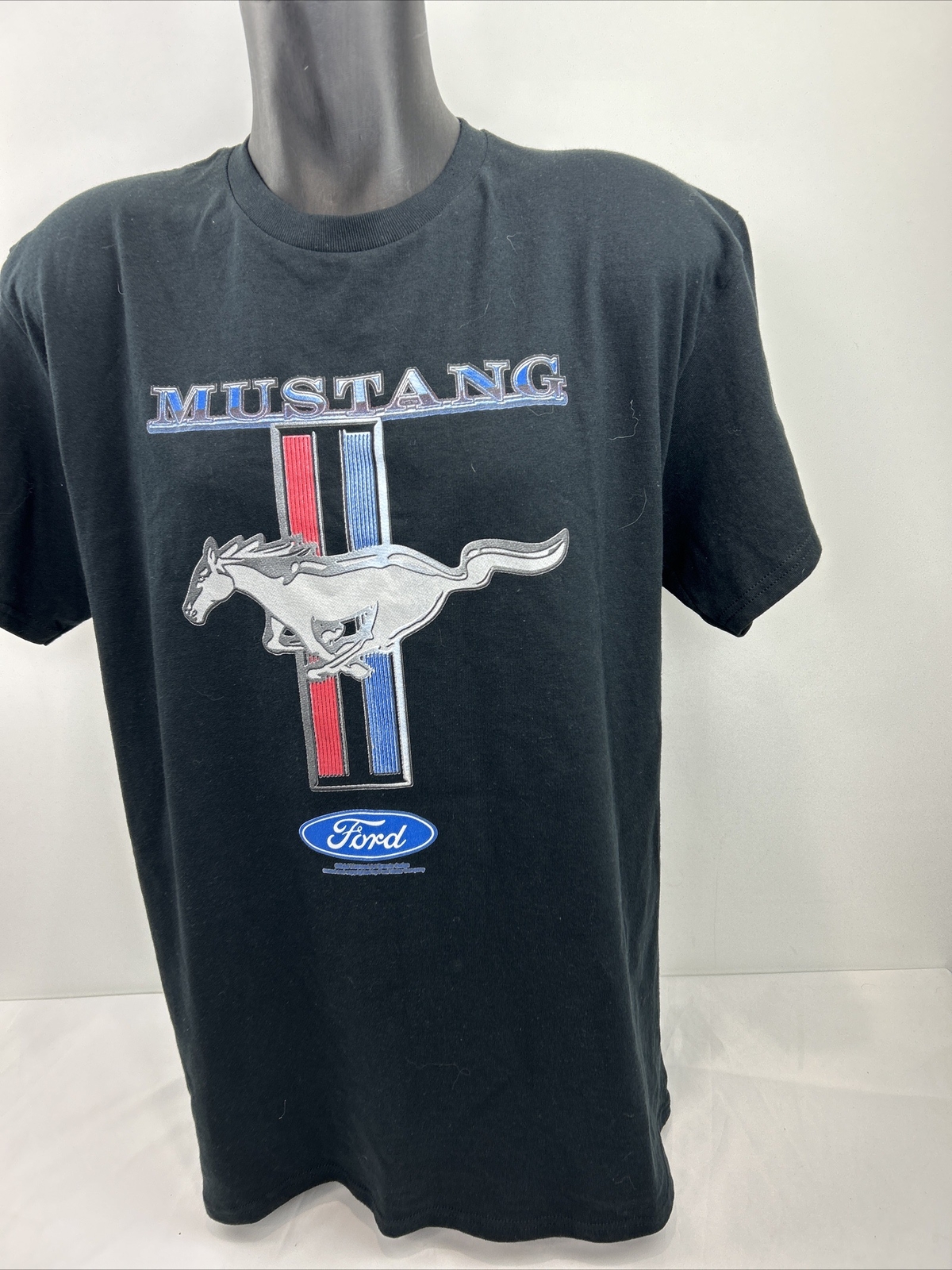 PONY T shirt vintage FORD MUSTANG con logo grafico a maniche corte nera taglia L