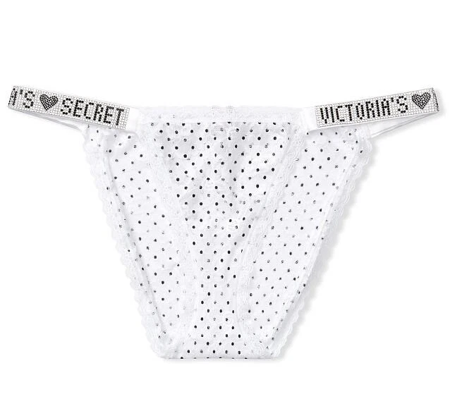 Victoria's Secret Estrás Brillo Correa Lacie Bikini Panty Lunares S Nuevo con Etiquetas Foto 2 de 4
