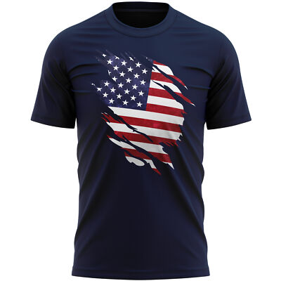 USA Torn Flag T Shirt Football Christmas Gifts For Him American Soccer Suppor...