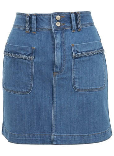 New MISS SELFRIDGE Blue Plait Twist Detail Retro Denim Skirt Size 14 16