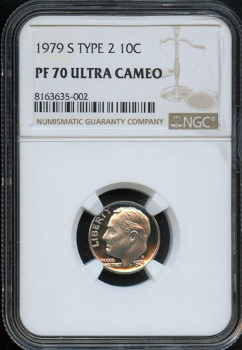 NGC - Roosevelt Dime - 10c - 1979 S Type 2 - PF- 70 - Ultra Cameo