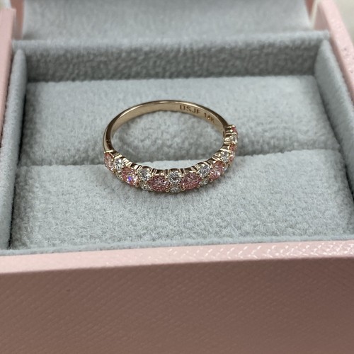 Bracelet de mariage demi-éternité diamant cultivé en laboratoire alterné rose et blanc 1 ct 14 carats - Photo 7 sur 8